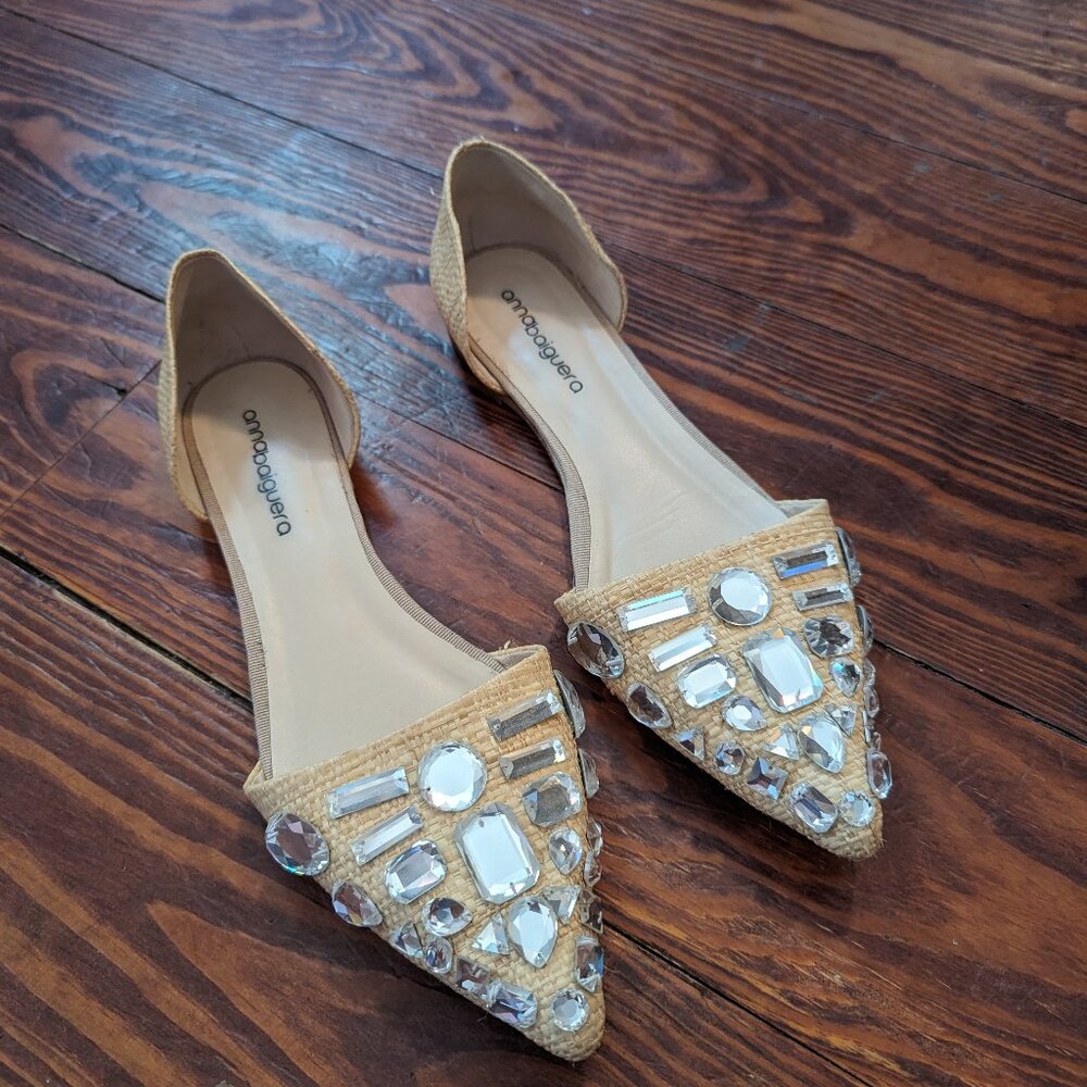 Anna Baiguera Italian Jewel D'Orsay Woven Flats